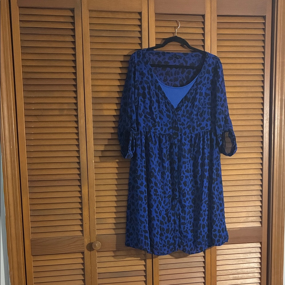 Torrid Blue and Black Leopard Print Dress